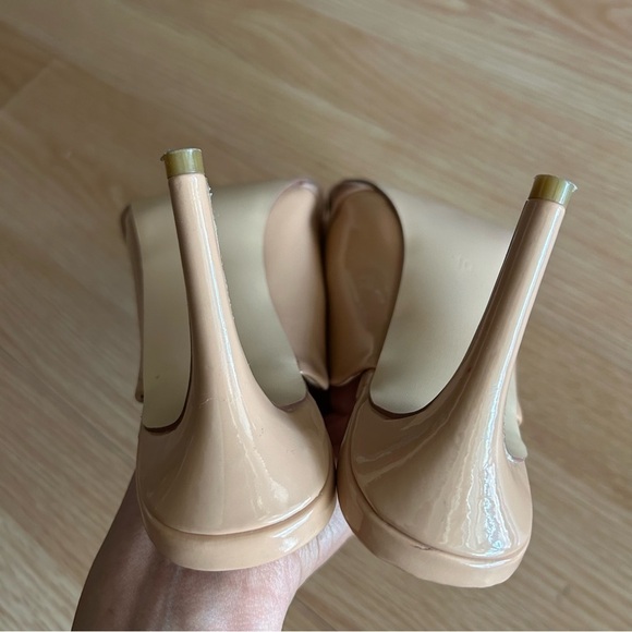 YDN Nude Leather Suede Pointed Clogs Heels Women’s 10 - Picture 4 of 10